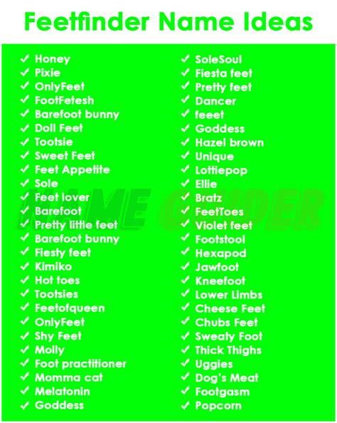 feetfinder username ideas|1600+ Best Feet Finder Usernames (Generator)